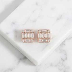 18K Gold Iced Out Lab Grown Diamond <b>Stud</b> <b>Earrings</b> VVS Square <b>Earrings</b> <b>for</b> <b>Men</b> Women - Product Image 4