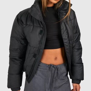 Chaqueta Acolchada Gris para Mujer, con Capucha, Cierre de Cremallera, Manga Larga, para Invierno, Corte Regular, Color Sólido, Material de Poliéster - Product Image 5
