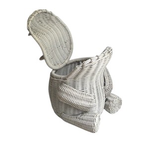 Handmade Hippopotamus Shaped Rattan Storage <b>Basket</b> <b>with</b> <b>Lid</b> for Kids Toy Organizer and Nursery Decoration - Product Image 6