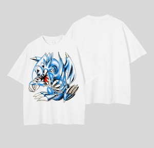 Micah Corporation Mens Anime Graphic Tee Blue-Eyes Dragon HD Digital Print T-Shirt <b>Knitted</b> Cotton Oversized - Product Image 3