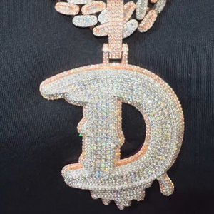 Pendentif en moissanite et argent sterling 925, style hip hop, plaqué or 24 carats, tendance. - Product Image 5