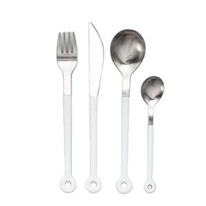 Juego de cubiertos de acero inoxidable de alta calidad, con mango blanco único, diseño de aspecto real, para restaurante, boda y hogar, nuevo - Product Image 1