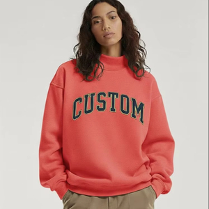Sweat-shirt long surdimensionné pour femme, col montant, personnalisé, brodé, en polaire d'hiver, de haute qualité, épais et respirant - Product Image 1