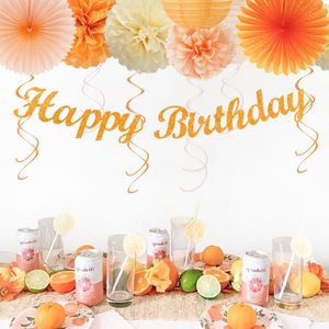 Set Decorazioni per Festa di Compleanno in Tonalità Arancione, Pesca e Beige - Product Image 2