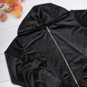 Pantalon de jogging unisexe en velours noir, taille élastique, longueur intégrale, décontracté, pour l'hiver, couleur unie, poches latérales, polyester mi-lourd - Product Image 5