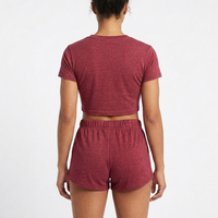 Setelan Celana Pendek Wanita 2 Potong Gaya Streetwear Polos dengan Atasan Crop - Ramah Lingkungan, Cepat Kering, dan Bernapas