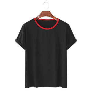 T-shirt basique pour homme 100 % coton, col rond, coupe ajustée, manches courtes, épaules tombantes, en tissu tricoté, imprimé personnalisé, écologique - Product Image 1
