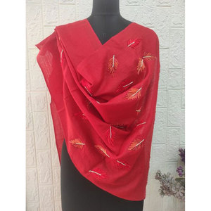 Fine <b>Wool</b> Leaf Embroidery Stoles Wholesale Luxury 80% Fine <b>Wool</b> 20% Silk Soft Warm Elegant Designer Shawls Lightweight 70x200 cm - Product Image 3