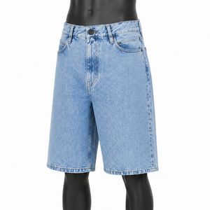 Shorts Bermuda en Jean Taille Haute pour Homme, Coton Écologique Lavé, Longueur Genou, Vêtements Décontractés d'Été, Fabrication OEM - Product Image 2