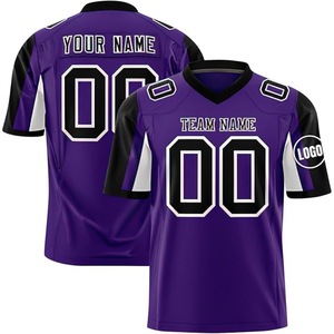 Camiseta de Fútbol Americano Negra Personalizada para Hombre, Cuello en V, Manga Corta, Malla Sublimada Transpirable, Cualquier Nombre y Número - Product Image 3