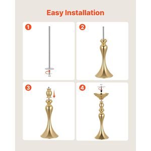 16 PCS Wedding Table Centerpieces Tall 15 Crystal Banquet <b>Vases</b> Easy Installation Electroplated Metal Versatile Wedding <b>Vase</b> - Product Image 6