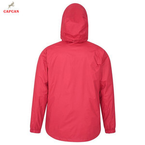 <b>Lightweight</b> Hooded Canvas <b>Men's</b> Winter <b>Rain</b> <b>Jacket</b> with Full Zipper Nylon/Polyester Lining Front Logo - Product Image 2