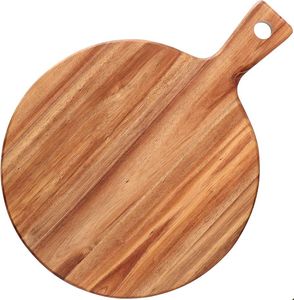 Planche à découper ronde en bois d'acacia avec poignée (1,5 cm d'épaisseur) - Planche à pizza écologique - Product Image 6