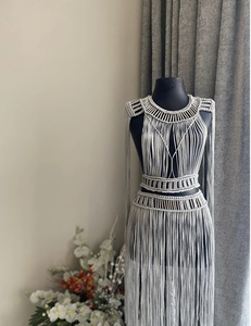 Ropa de playa de macramé, vestido de macramé, vestido de cumpleaños, material brillante, vestido de fiesta, vestido de festival, vestido con flecos, vestido negro - Product Image 1