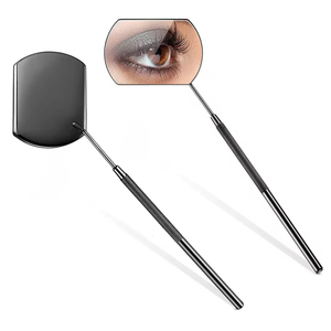 <b>Handheld</b> Glass Frame Pocket <b>Mirror</b> Single Side Oval Shape Foldable 3X Magnification Silver Finish - Product Image 3