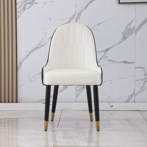 Sedia da Scrivania Moderna in Pelle PU Nera con Gambe e Schienale in Metallo per Soggiorno e Sala da Pranzo, Set da 2 Pezzi - Product Image 3