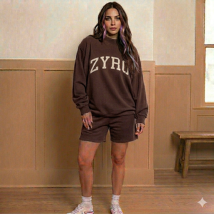 Women <b>Mock</b> <b>Neck</b> <b>Top</b> With Shorts Set Warm Cozy Comfortable Relaxed Fit Stylish Daily Wear Outfit Modern Clothing - Product Image 1