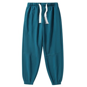 Men's Black Sweatpants Elastic Waist Drawstring Side Pockets Casual Joggers Autumn Midweight Knitted Polyester Pants - Product Image 1