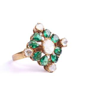 Anillo de Racimo Emerald Garden con Gema Verde y Diamantes Polki, Creado en Plata de Ley 925 Gajaah para Mujer - Product Image 4