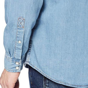Camisa de Mezclilla Clásica de Manga Larga para Hombre, Corte Regular, para Uso Casual, Mezcla de Algodón Resistente con Cuello y Puños con Botones - Product Image 5