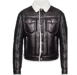 Custom Logo Fur Sleeve Leather <b>Jacket</b> Men High Quality Pakistani Manufactured <b>Gothic</b> Vintage Collarless Waterproof Breathable - Product Image 1