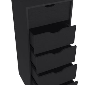 Comò Kamran a cinque cassetti dal design stretto con finitura nero wengue - Product Image 1