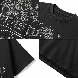 เสื้อยืดกราฟิกแบบกำหนดเอง ประดับเพชร ทรงบ็อกซี่ ตัดเย็บแบบดิสเทรส สำหรับผู้ชาย แฟชั่นวินเทจ เสื้อยืดโอเวอร์ไซส์เนื้อหนา - Product Image 3