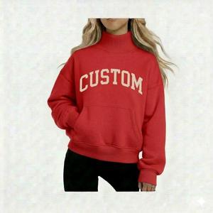 Sudadera Casual Oversize de Cuello Alto para Mujer, de Felpa de Algodón, Ajuste Relajado, Moda Otoño, Jersey Bordado de Cuello Alto para Mujer - Product Image 1