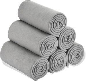 Grey Polar Fleece Throw Blanket Solid Color Rectangular <b>Folded</b> Lightweight Soft Warm Home Use Four Seasons - Product Image 1