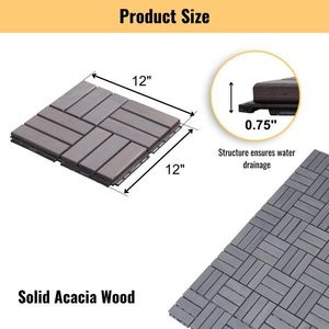 30 Pezzi di Piastrelle Incastrabili in Legno di Acacia Grigio Chiaro, Motivo a Scacchi 30x30 cm per Pavimentazione Esterna di Patio o Balcone - Product Image 3