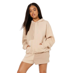 Ensemble sweat à capuche et short en molleton anti-boulochage, respirant, écologique, personnalisé, en coton, imprimé sérigraphié, au-dessus du genou, pour femme - Product Image 2