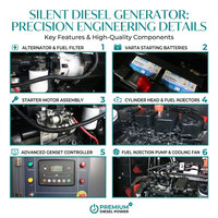 Groupe électrogène diesel Cummins insonorisé portable 8KW 10KW 10KVA 12.5KVA monophasé/triphasé 50/60Hz super silencieux pour usage domestique