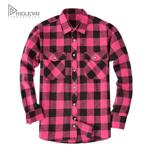 Chemise en flanelle de coton de haute qualité, coupe décontractée unisexe, tissu infroissable, motif à carreaux, col boutonné, écologique, personnalisable OEM - Product Image 1
