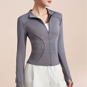 Chaqueta de yoga para mujer, suave al tacto, ligera, de manga larga, con cremallera completa, para entrenamiento físico y correr - Product Image 5