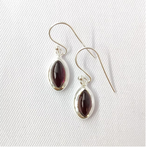 Small <b>Red</b> Garnet <b>Drop</b> <b>Earrings</b> Set in 925 Silver Cute Trendy Lightweight Fine Jewelry Any Occasion Wear - Product Image 2