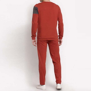 Ensemble de sweat-shirt à col rond pour homme, couleur rouge, avec pantalon de jogging en molleton, 2 pièces, vêtements décontractés d'automne - Product Image 4