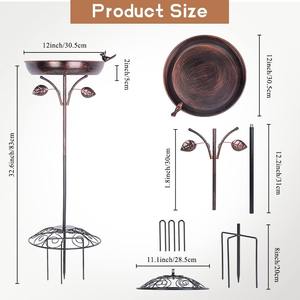 Escultura de Metal Resistente Hecha a Mano para Baño de Pájaros con Base de Estaca, Acabado con Recubrimiento en Polvo, Diseño Personalizable para Decoración de Jardín Exterior - Product Image 6