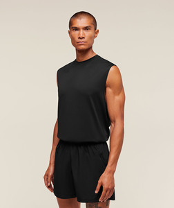 Men's <b>Black</b> Sleeveless <b>Tank</b> <b>Top</b> Crew Neck Solid Color Breathable Knitted Polyester Casual Fitness Wear - Product Image 3