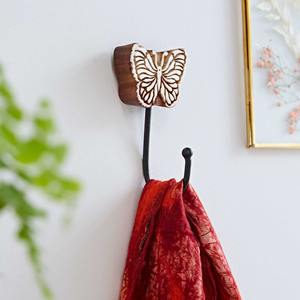 Gancho de pared de madera con forma de búho, colgador decorativo de animales para colgar bolsas de alimento para pájaros, herramientas de jardín y decoración con temática de la naturaleza, de la India. - Product Image 6