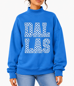 Sudadera de cuello alto para mujer de alta calidad con apliques de letras y mangas de patchwork a cuadros, corte holgado, fabricante OEM - Product Image 4