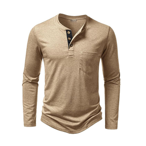 T-shirt homme manches longues 100% coton, personnalisable avec logo, style décontracté, vente flash - Product Image 1
