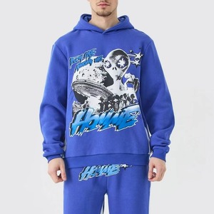 Ensemble de survêtement en coton OEM, style délavé à l'acide, imprimé floqué, avec logo imprimé, ensemble de jogging doux, streetwear premium, vêtements d'entraînement - Product Image 4