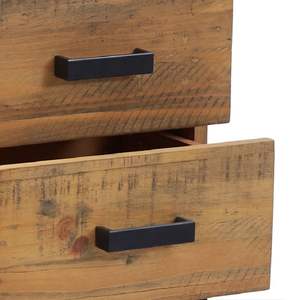 Table de chevet en pin massif brun avec table de nuit en bois d'ingénierie et métal - Product Image 6