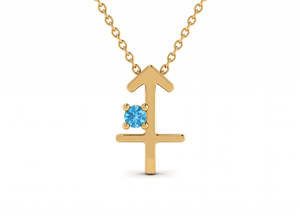 Collier Zodiaque Sagittaire en Argent 925 Plaqué Or avec Zircon Cubique Bleu, Bijoux Astrologiques Faits Main, Pendentifs et Breloques Raffinés - Product Image 3