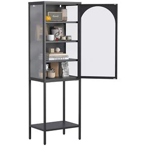 Gabinete de almacenamiento de estantería de cubo de 5 niveles, 3 estantes ajustables, pantalla de puerta de vidrio de Metal para cocina, comedor, sala de estar, hogar y oficina - Product Image 5