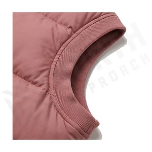 Gilet matelassé à capuche pour femme, hiver, rose, rembourrage en polyester, fermeture à boutons, longueur normale, couleur unie, tissu tissé - Product Image 6