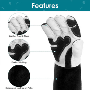 Gants de soudage TIG en cuir de vachette renforcé et cuir pleine fleur, résistants à l'abrasion, robustes, pour la lutte contre les incendies et la construction - Product Image 3