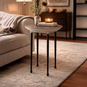 Table d'appoint ronde de la collection Casa moderne avec pieds en métal noir, design contemporain, meubles durables pour la maison, utilisation dans le salon - Product Image 5