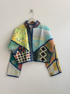 Indian Handmade Vintage Kantha Winter <b>Jacket</b>-Breathable Quilted Patchwork Boho <b>Hippie</b> Coat with Horn Buttons - Product Image 1
