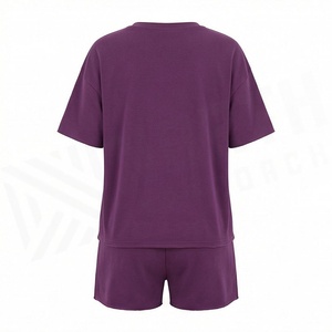 Women's 2 Piece Solid Knitted <b>Shorts</b> <b>Set</b> Crew Neck <b>Short</b> Sleeve Loose Fit Casual Above Knee Home Wear <b>Top</b> <b>and</b> <b>Shorts</b> - Product Image 3